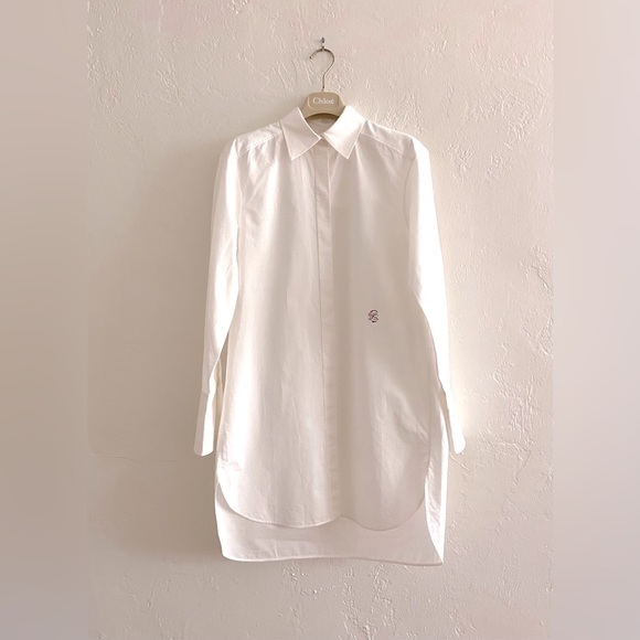 NWT CHLOE MILK WHITE COTTON BUTTON DOWN SHIRT DRESS SIZE 36 - Picture 10 of 16